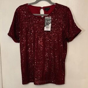 The Limited Burgundy Sequin Blouse